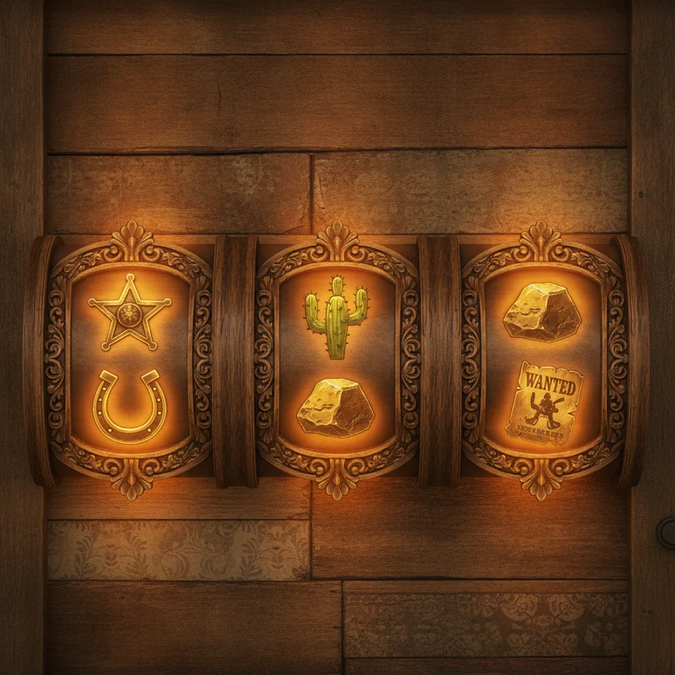 Dustfall Reels slot game with frontier-themed symbols